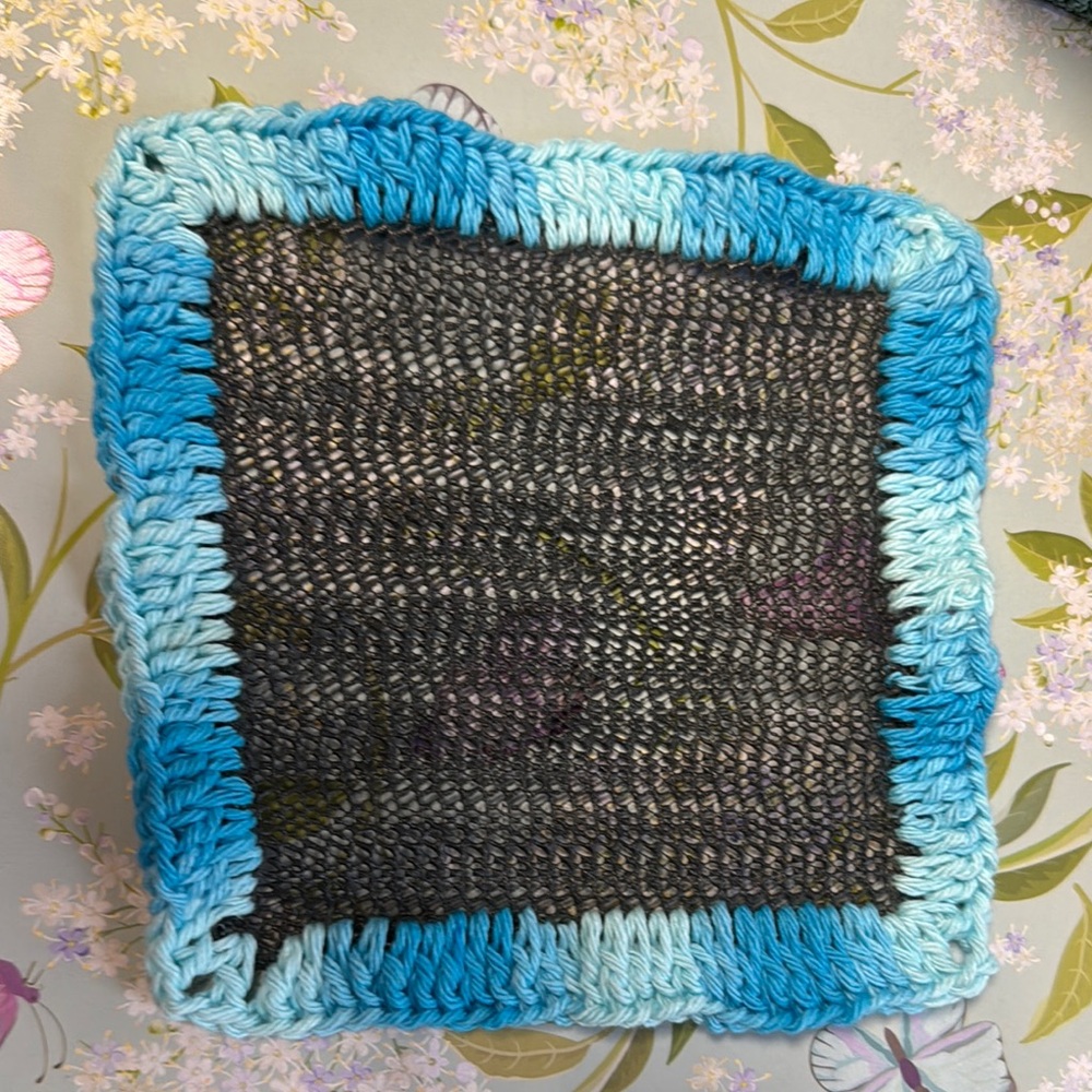 Handmade Blue and Gray Crochet Square